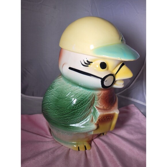 Vintage Owl Bird Cookie Stories Jar Robinson Ransbottom Pottery Roseville - Picture 4 of 9